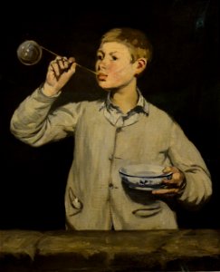 Boy blowing bubbles by Édouard Manet (1867). Free illustration for personal and commercial use.