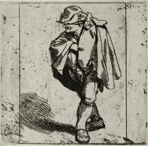 Man met hand in mantel, staand, NL-HlmNHA 53010045