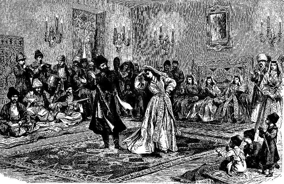 Lesginka, a national dance in Georgia (Roskoschny, 1884)