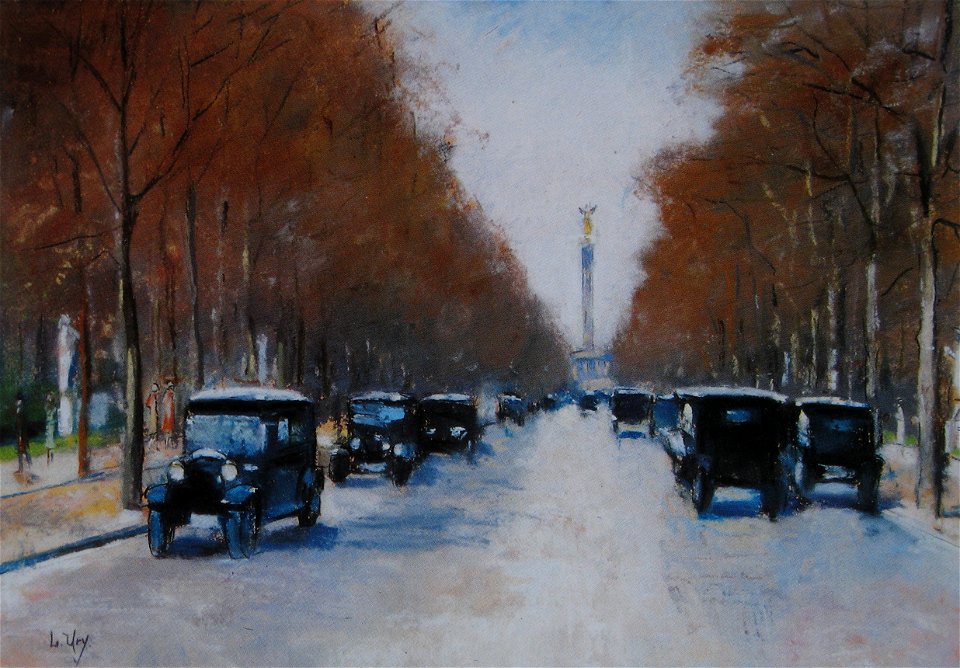 Lesser Ury 1925 Tiergartenallee mit Siegessäule