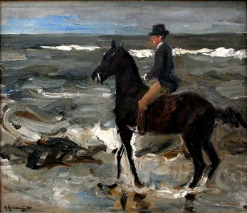 Max Liebermann - Le Cavalier sur la plage. Free illustration for personal and commercial use.