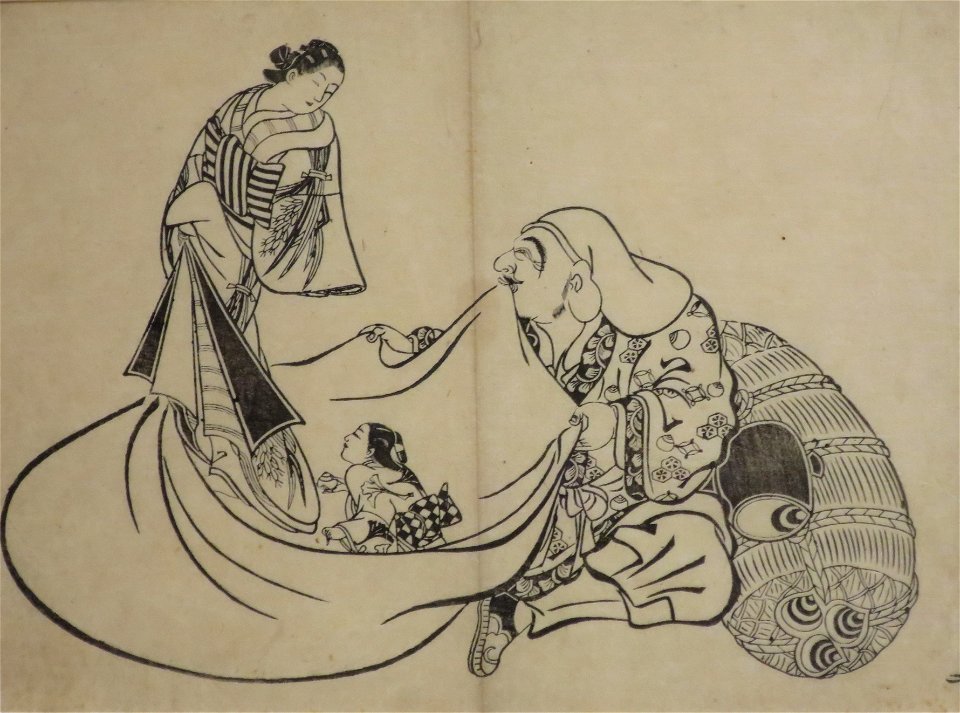Daikoku, Courtesan, and Kamuro by Okumura Masanobu