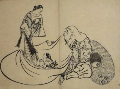 Daikoku, Courtesan, and Kamuro by Okumura Masanobu