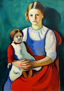 Macke August Blondes Mädchen mit Puppe Sprengel Museum 01