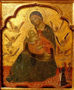 Madonna of Humility with Angels and a Donor, Venice, c. 1360 AD, tempera on wood - Museo Nacional Centro de Arte Reina Sofía - Madrid, Spain - DSC08528