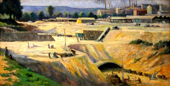 Maximilien LUCE, Issy-les-Moulineaux, chantier pour la construction du métro, entre 1931 et 1934, musée de l'hôtel-Dieu, inv. 98.04.15