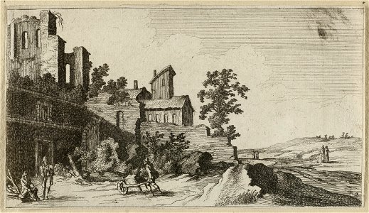 Man met kruiwagen buiten de stadsmuren. NL-HlmNHA 1477 53011605