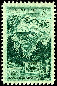 Mount Rushmore stamp 3c 1952 issue