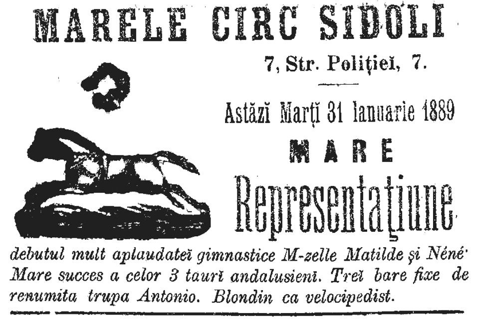 Marele Circ Sidoli, România Liberă, 1 feb 1889