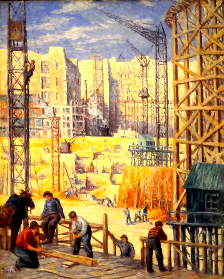 Maximilien LUCE, Construction quai de Passy, 1907, musée de l'hôtel-Dieu, inv. 98.04.16