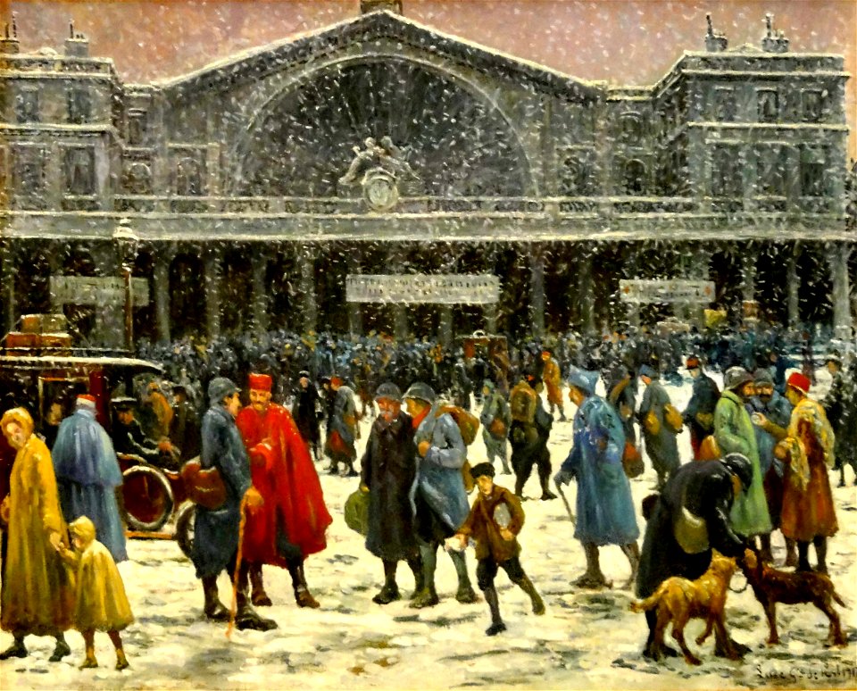 Maximilien LUCE, La gare de l'Est sous la neige,1917, musée de l'hôtel-Dieu, inv. 98.04.34
