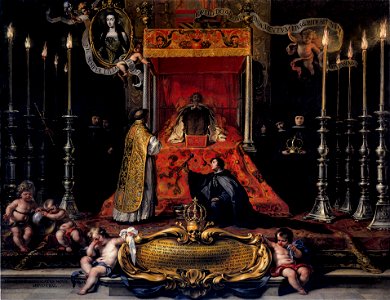 Marie Louise of Orléans, Queen of Spain, lying in state (1689), by Sebastián Muñoz