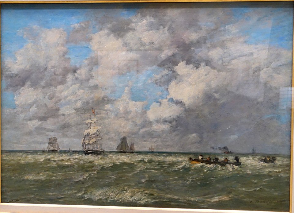 Marines, les lamaneurs, by Eugene Boudin, 1884, oil on canvas - Matsuoka Museum of Art - Tokyo, Japan - DSC07402