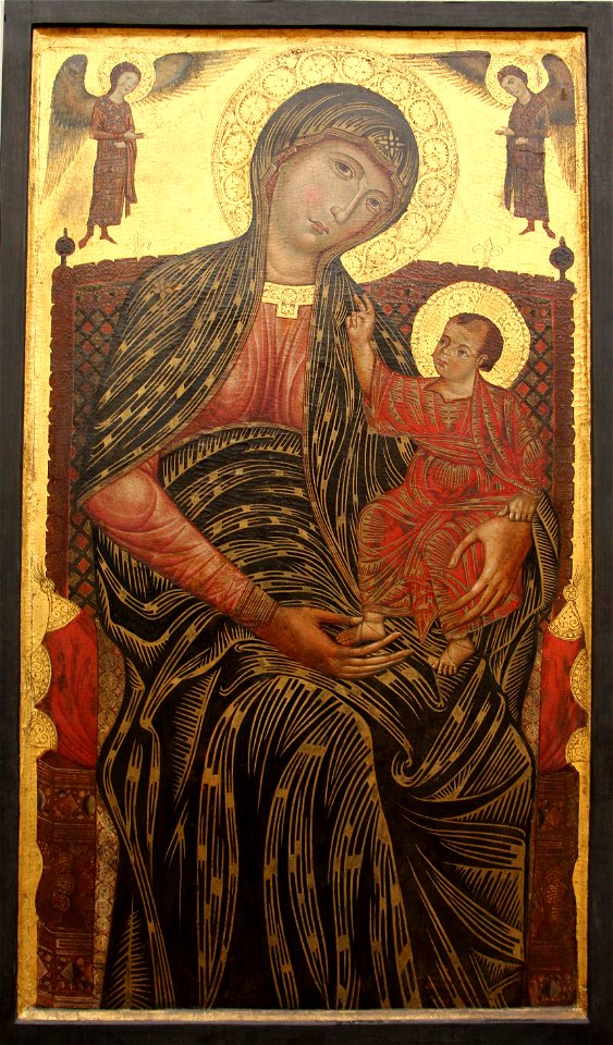 Maestro della maddalena, madonna in trono col bambino e due angeli, 1270 ca. 01