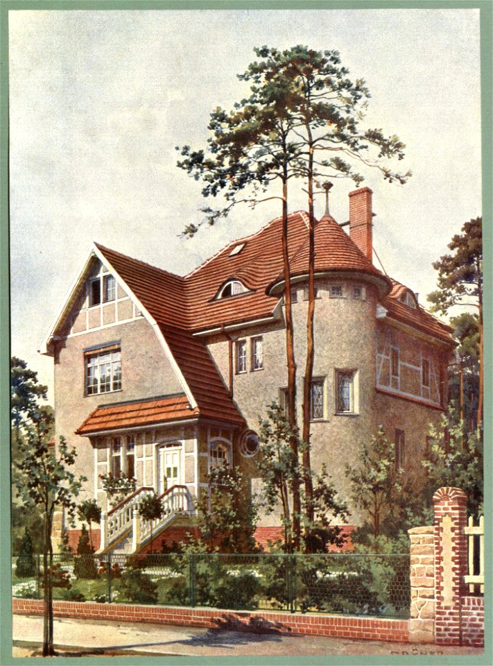 Moderne Villen in Meisteraquarellen Serie II Tafel 006 Berlin-Zehlendorf Villa Bogotastraße 14