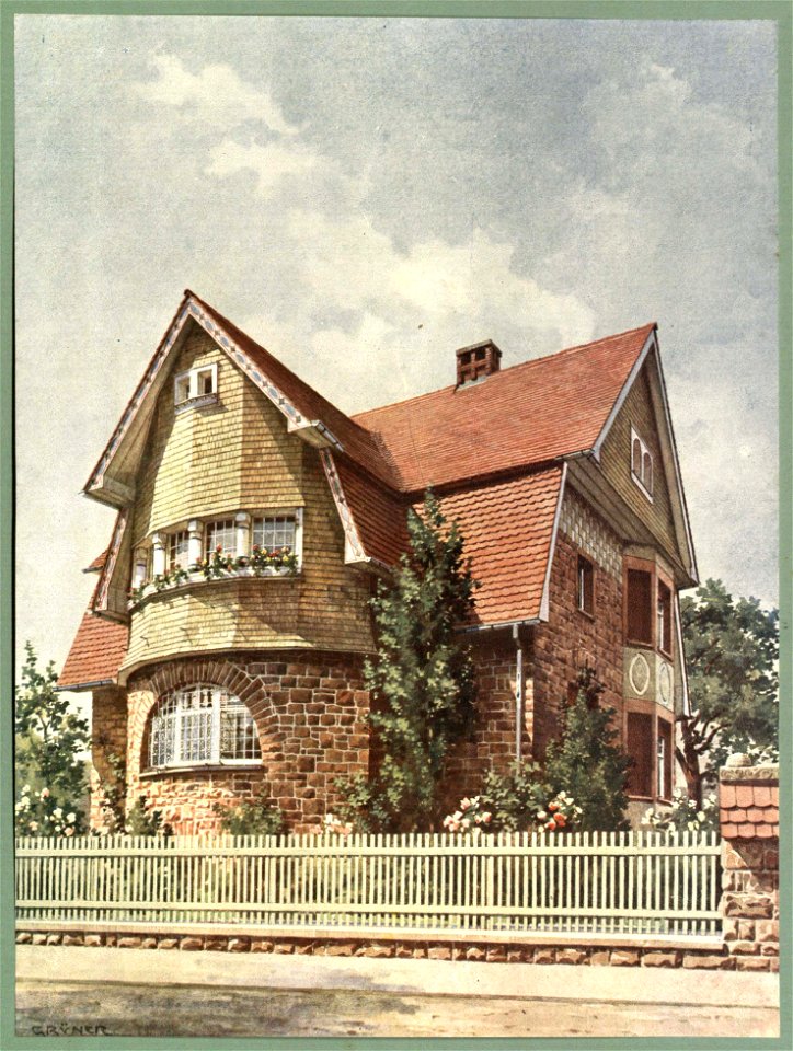 Moderne Villen in Meisteraquarellen Serie II Tafel 043 Heppenheim (Bergstraße) Villa
