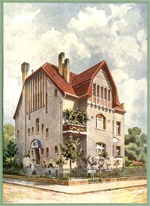 Moderne Villen in Meisteraquarellen Serie II Tafel 020 Düsseldorf-Grafenberg Villa Geibelstraße 35
