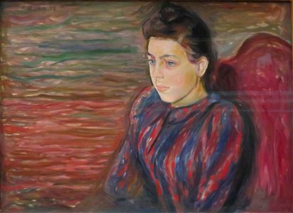 'Seated Young Woman' by Edvard Munch, Bergen Kunstmuseum. Free illustration for personal and commercial use.