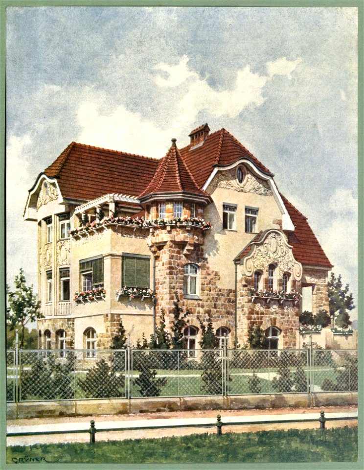 Moderne Villen in Meisteraquarellen Serie II Tafel 034 Berlin-Zehlendorf Villa Riemeisterstraße 20