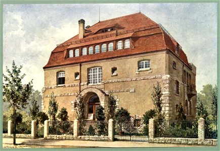 Moderne Villen in Meisteraquarellen Serie II Tafel 003 Dresden Wohnhaus Comeniusstraße 46