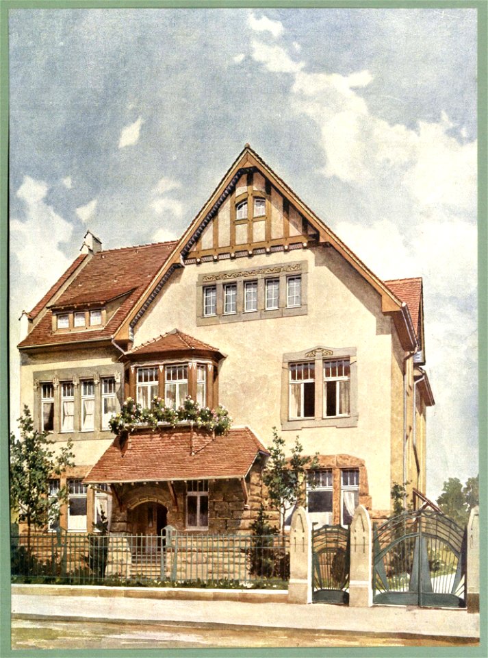 Moderne Villen in Meisteraquarellen Serie II Tafel 011 Düsseldorf Landhaus Ahnfeldstraße 15