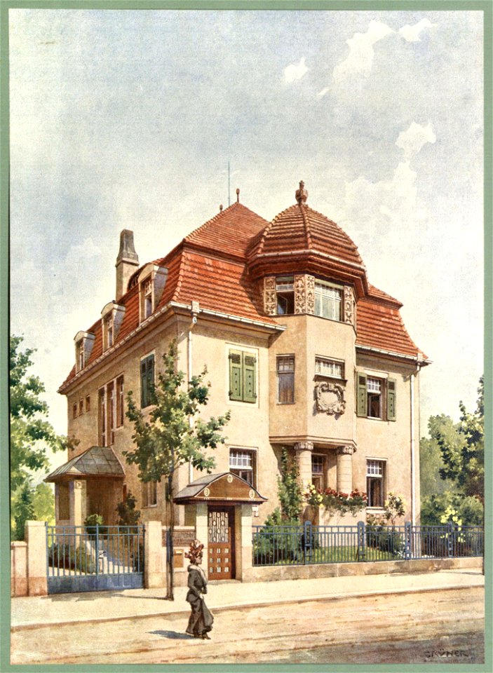 Moderne Villen in Meisteraquarellen Serie II Tafel 017 Dresden Landhaus Pohlandstraße 15