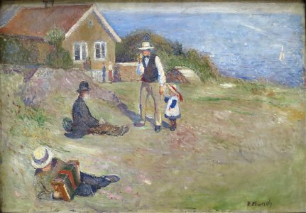 'Sunday in Åsgårdstrand' by Edvard Munch, Bergen Kunstmuseum. Free illustration for personal and commercial use.