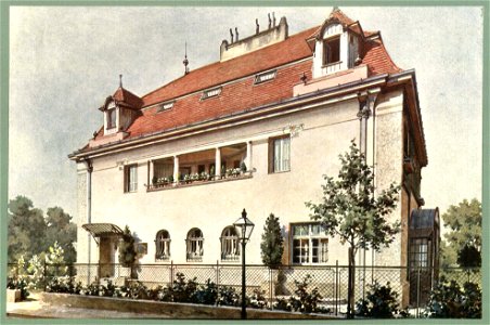 Moderne Villen in Meisteraquarellen Serie II Tafel 035 Wien-Döbling Villa Steinfeldgasse 3