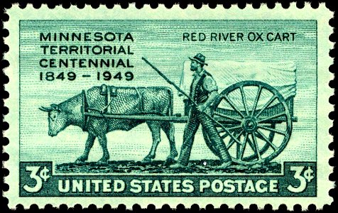 Minnesota Territory 3c green 1949 issue. Free illustration for personal and commercial use.