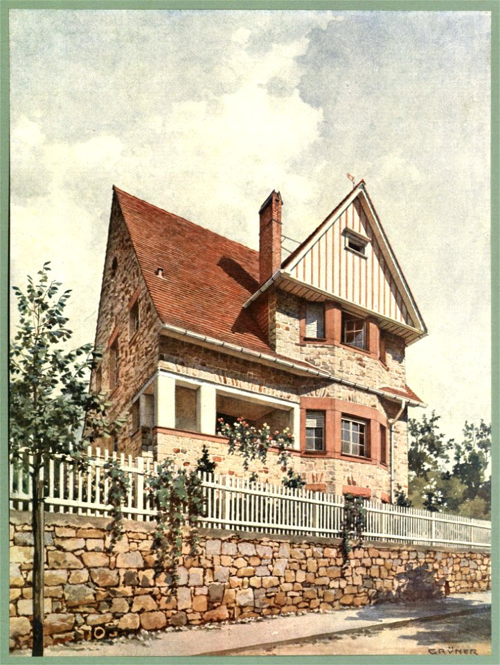 Moderne Villen in Meisteraquarellen Serie II Tafel 018 Heppenheim (Bergstraße) Villa