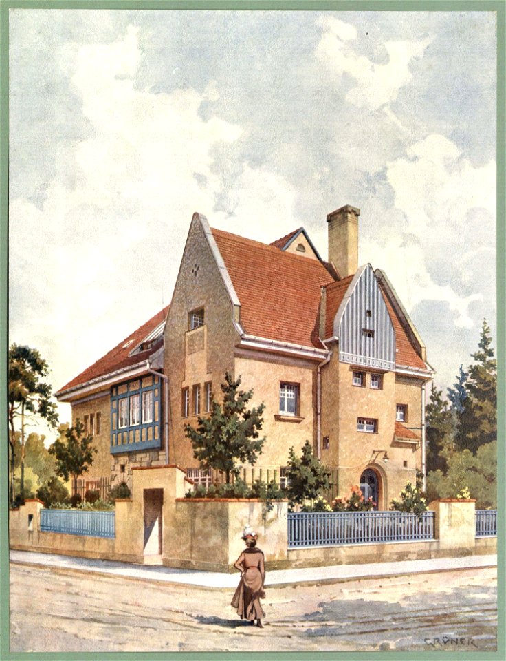 Moderne Villen in Meisteraquarellen Serie II Tafel 024 München Villa Prinz-Ludwigs-Höhe