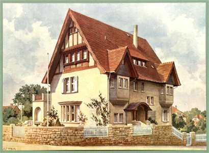 Moderne Villen in Meisteraquarellen Serie II Tafel 013 Darmstadt Villa Nikolaiweg 9