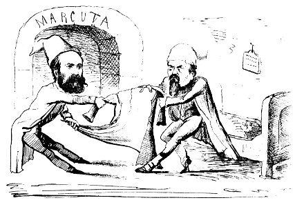 Mitică - Hărdăŭ numit chined̦escu pentru Mărcuţa prea bun, se ciartă cu Muerescu pe halatul de nebun!, Ghimpele, 25 apr 1876