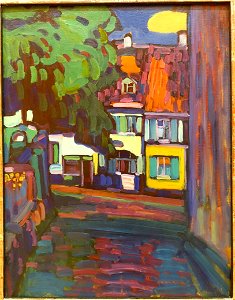 Murnau, Houses in the Obermarkt, by Wassily Kandinsky, 1908 AD, oil on cardboard - Museo Nacional Centro de Arte Reina Sofía - DSC08730