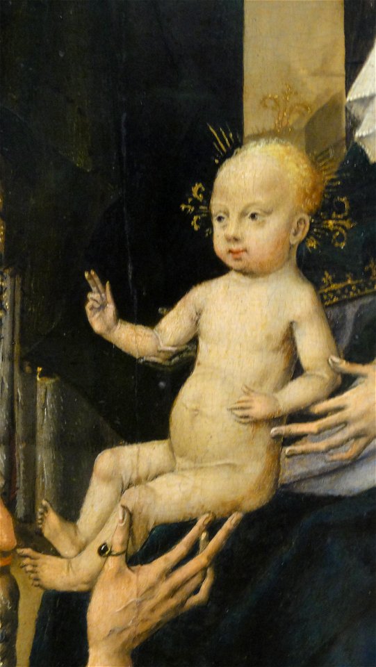 Meister des Bartholomäus-Altars — Anbetung der Könige (Detail Jesuskind)