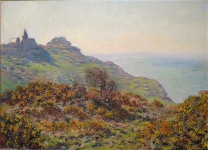 The Church of Varengeville and the Gorge of Moutiers Pass by Claude Monet. Free illustration for personal and commercial use.