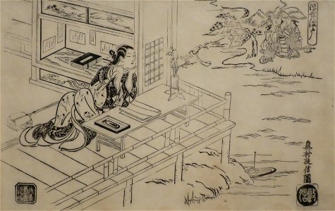 A Stylish Suma- Lady Murasaki Shikibu by Okumura Masanobu, early 1720s