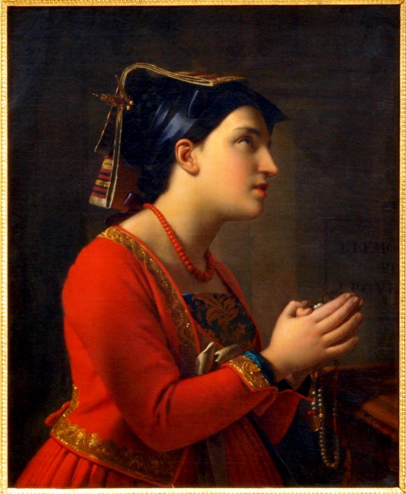 Moritz Calisch (1819-1870), Jonge Italiaanse vrouw in gebed, 1850, Olieverf op doek photo2