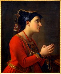 Moritz Calisch (1819-1870), Jonge Italiaanse vrouw in gebed, 1850, Olieverf op doek photo2