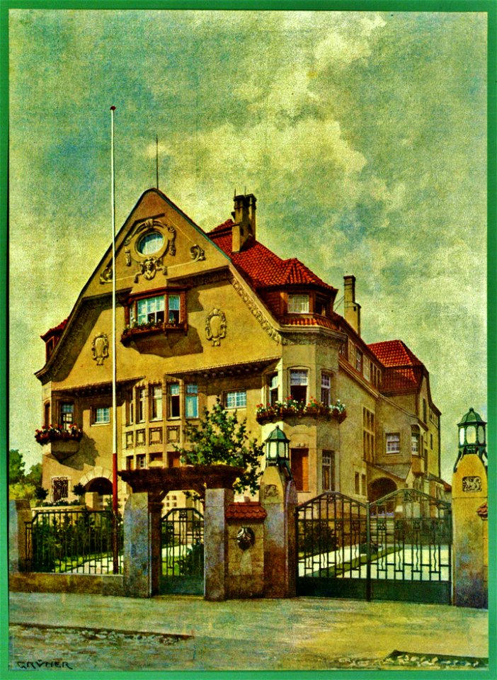 Moderne Villen in Meisteraquarellen Serie II Tafel 021 Dresden Landhaus Tiergartenstraße 48