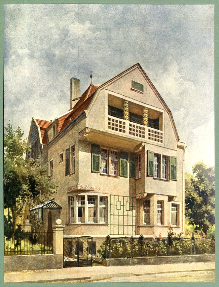 Moderne Villen in Meisteraquarellen Serie II Tafel 007 Essen Landhaus Mozartstraße 8