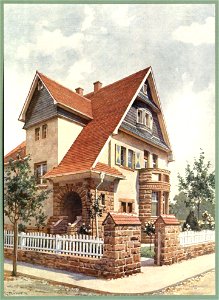 Moderne Villen in Meisteraquarellen Serie II Tafel 015 Bensheim Villa Claes