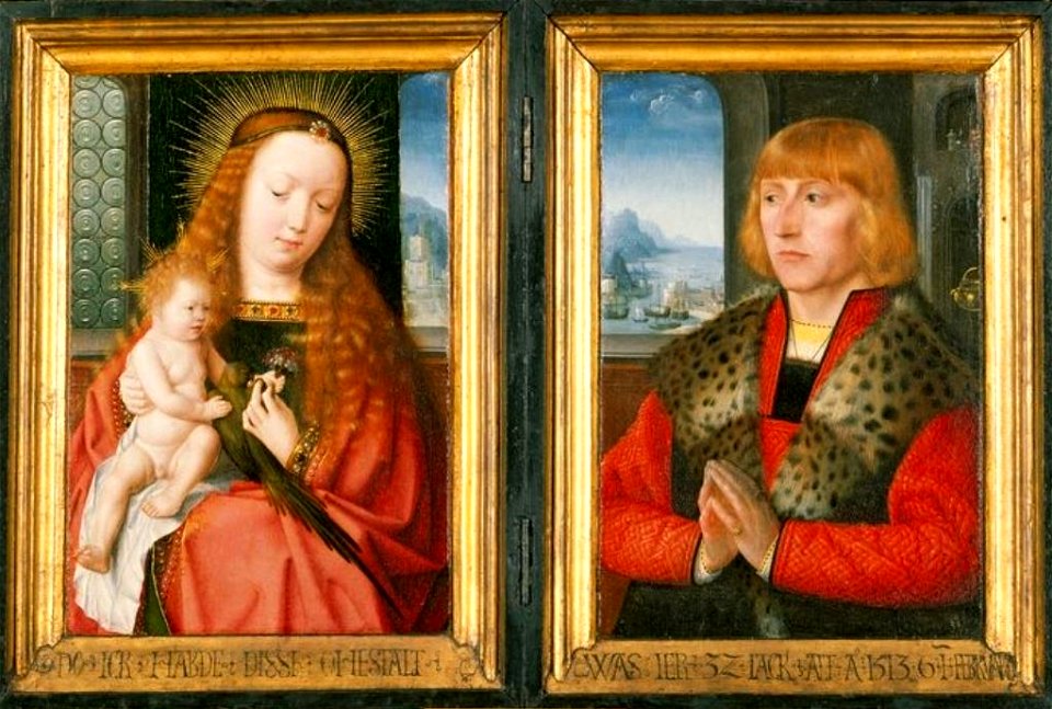 Master of the Plump-Cheeked Madonnas - Madonna and Child with a Member of the Hillensberger Family
