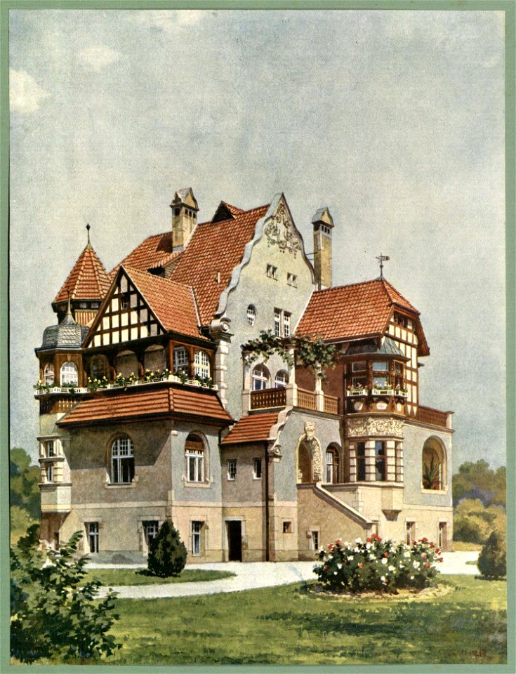 Moderne Villen in Meisteraquarellen Serie II Tafel 033 Berlin-Zehlendorf Villa Argentinische Allee