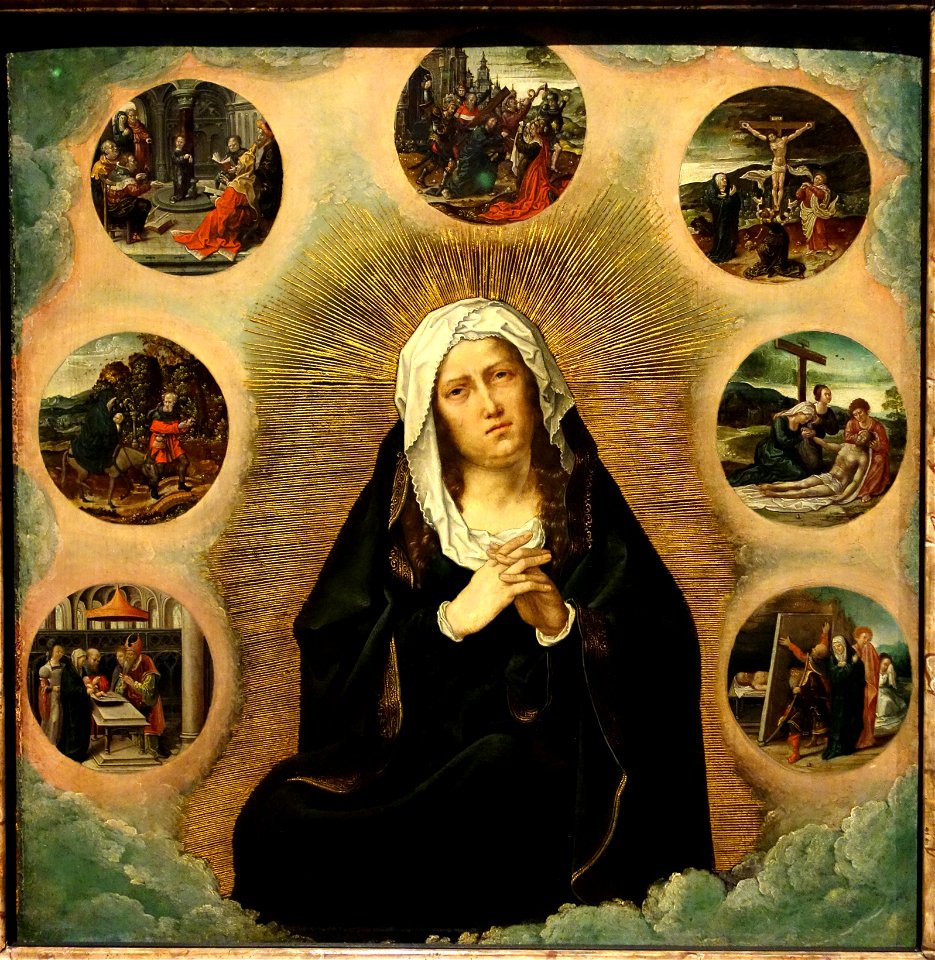 Mater Dolorosa with Seven Sorrows, by Bernard van Orley c. 1491-1542, date unknown - Museum M - Leuven, Belgium - DSC05112