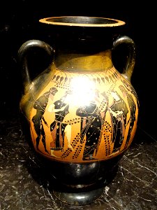 Black-figure amphora by the Mastos Painter, Athens, c. 530-520 BCE - Nelson-Atkins Museum of Art - DSC08174