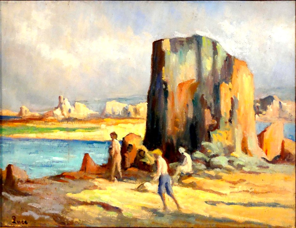 Maximilien LUCE, Kermouster, la plage, 1914, musée de l'hôtel-Dieu, inv. 98.04.28
