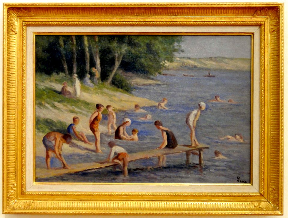 Maximilien LUCE, La plage de Méricourt, baignade, 1917, musée de l'hôtel-Dieu, inv. 98.04.56