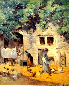 Maximilien LUCE, Rolleboise, cour de ferme,1917-18, musée de l'hôtel-Dieu, inv. 98.04.37