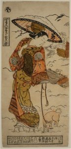 Winter- Plum Blossoms in the Snow by Okumura Masanobu, mid-1720s